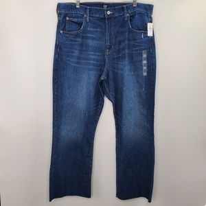 Gap High Rise Ankle Flare Jeans Blue Raw Hem High Waisted NEW